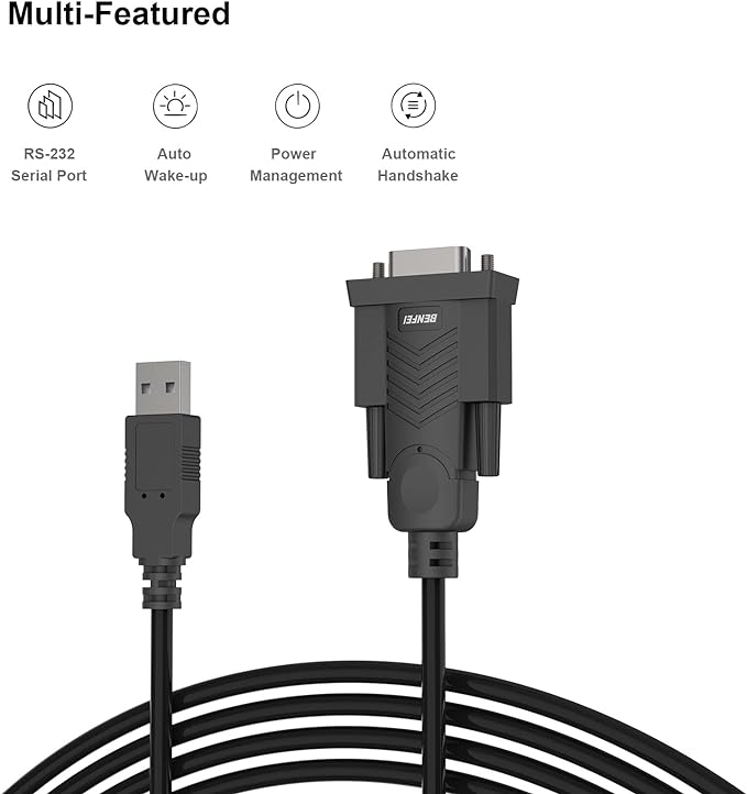 USB to RS-232 Male (9-pin) DB9 Serial Cable