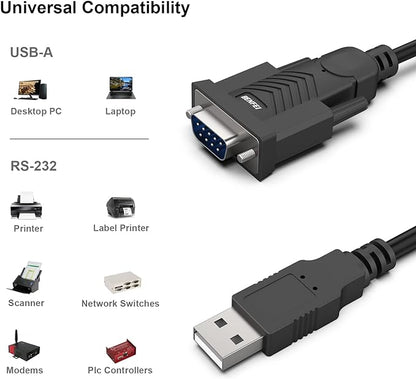 USB to RS-232 Male (9-pin) DB9 Serial Cable