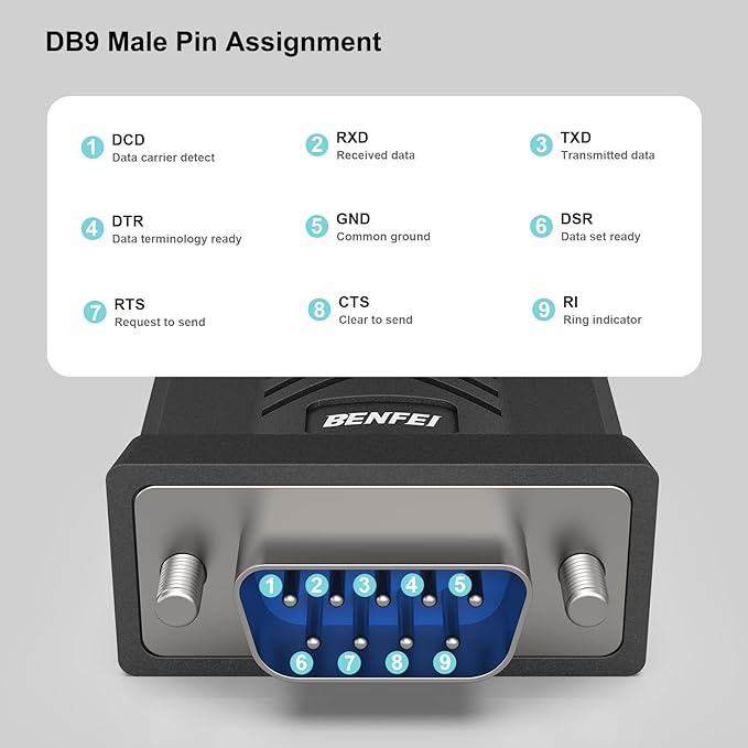 USB to RS-232 Male (9-pin) DB9 Serial Cable